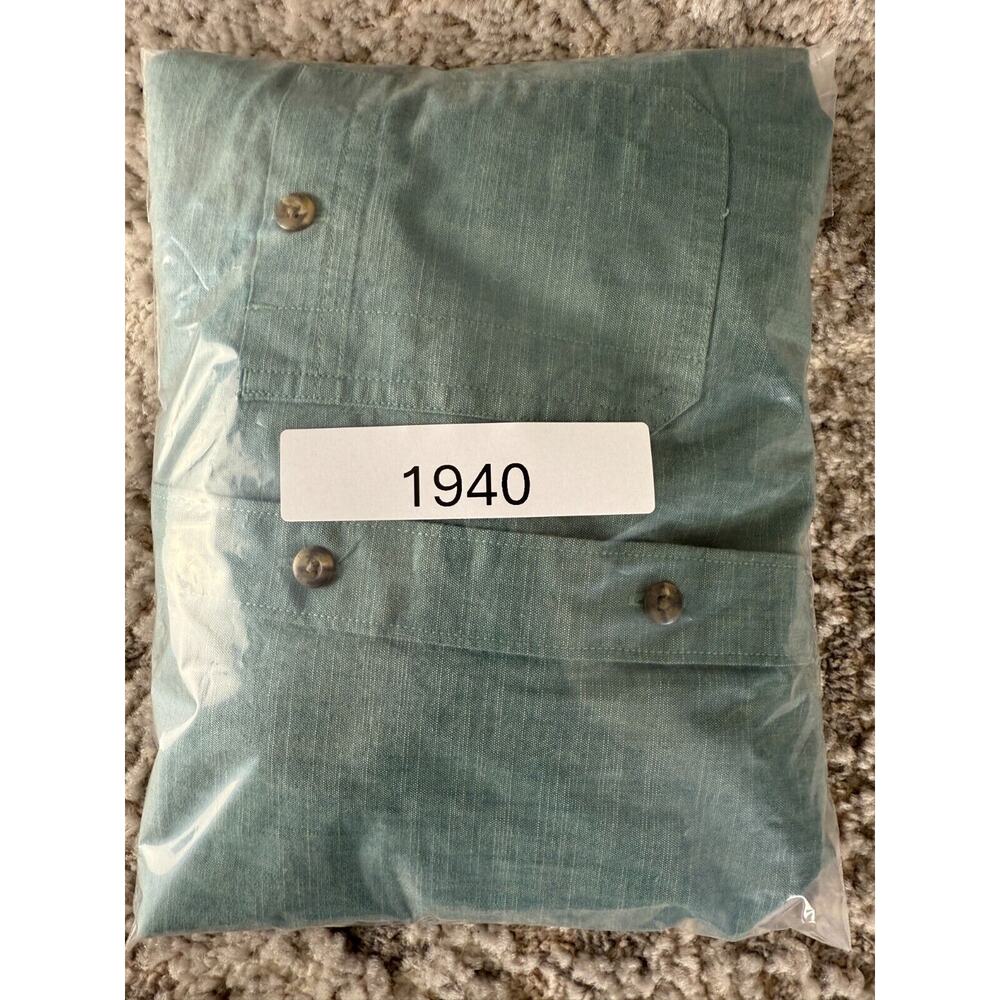LL Bean Womens Size XL Cotton Button Shirt Green Short Sleeve Casual Collared - Picture 9 of 10
